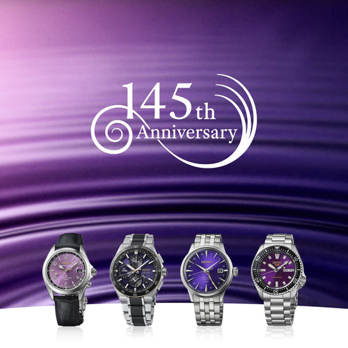 Seiko celebrates 145 years with limited-edition watches honoring Edo purple, a color reflecting Tokyo’s heritage.