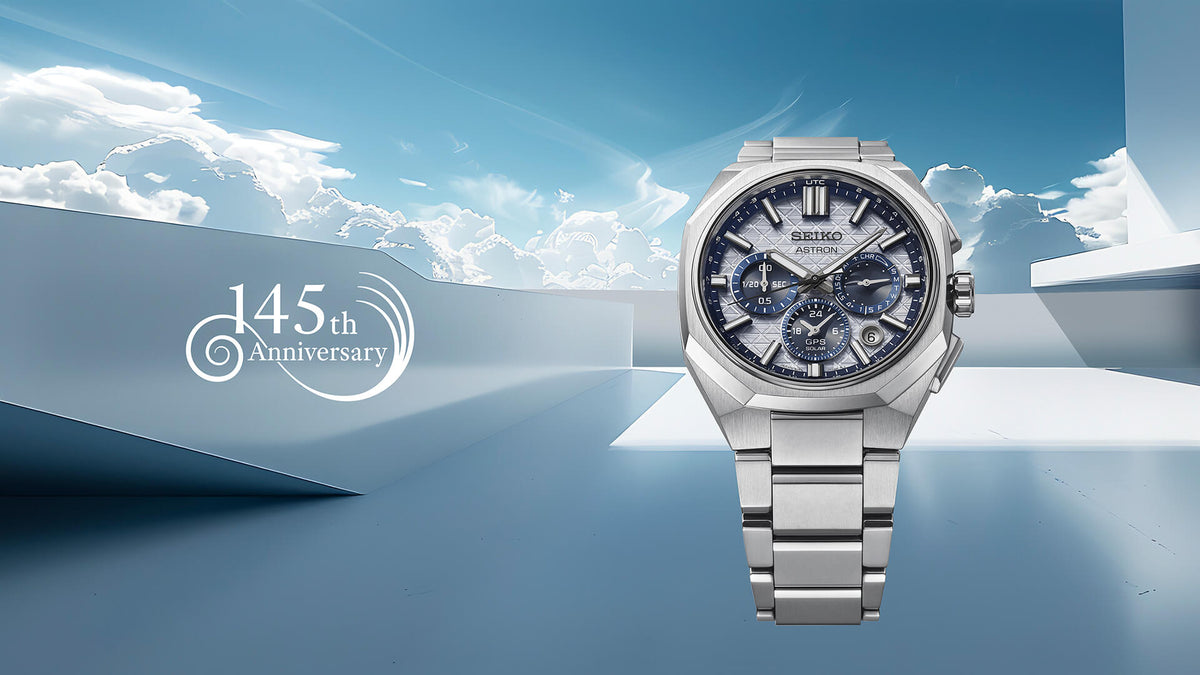 Seiko celebrates 145 years with a new Astron GPS Solar Dual-Time Chronograph.