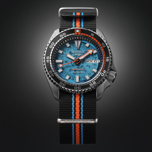 The iconic SEIKO 5 Sports collaborates with BAMFORD, London’s luxury custom watch brand, to present a daring limited-edition model.